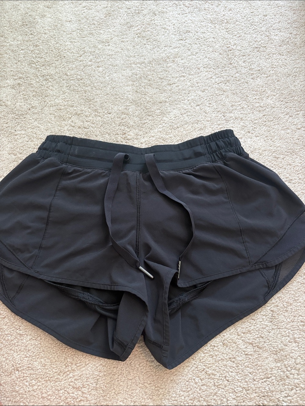 lululemon athletica Black Layered Athletic Shorts with Drawstring